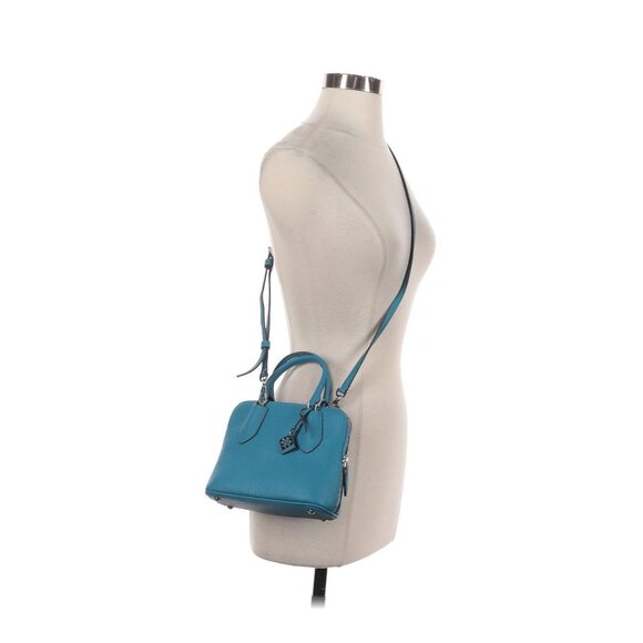 NWOT Tory Burch Mini Swing Bag Turquoise Blue Pebbled Leather Crossbody - Picture 3 of 5